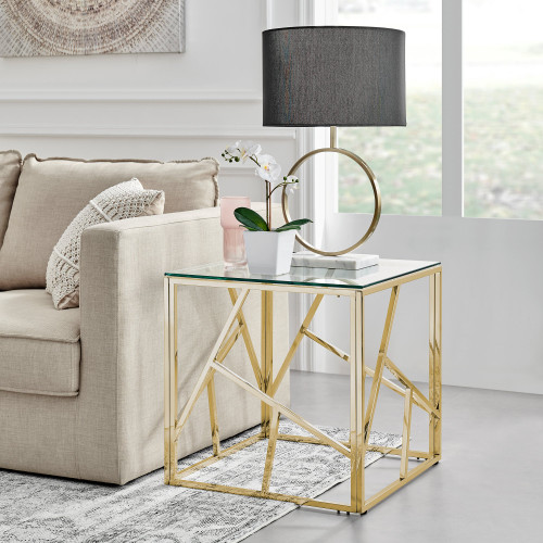 Amalfi Gold Chrome Side Table Furniturebox UK